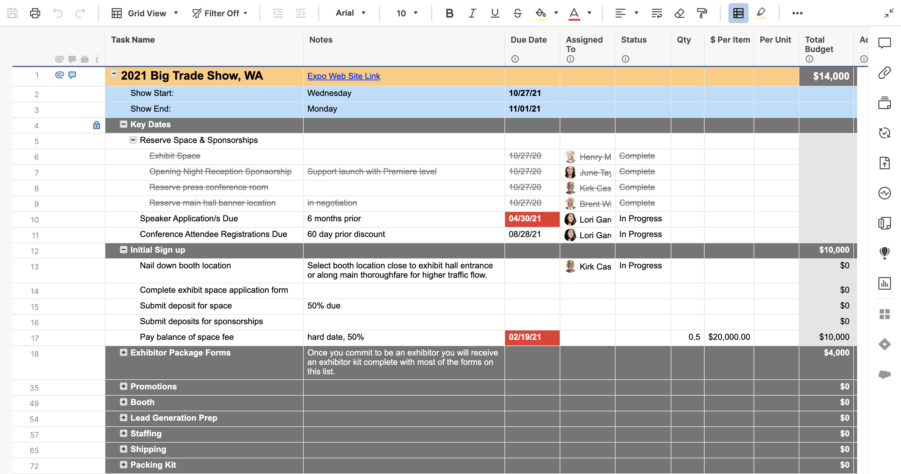 Trade Show Budget Template Smartsheet